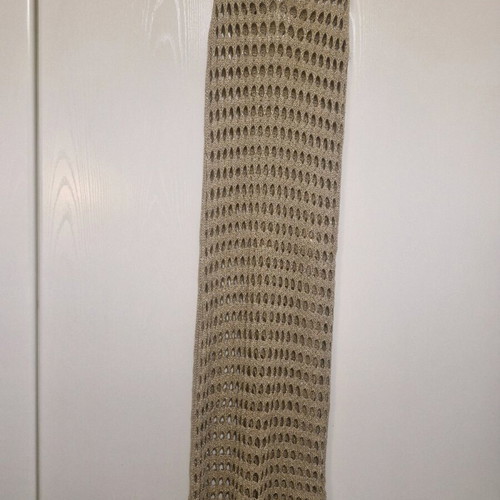 Elastic knitted dress new, gold with fringes