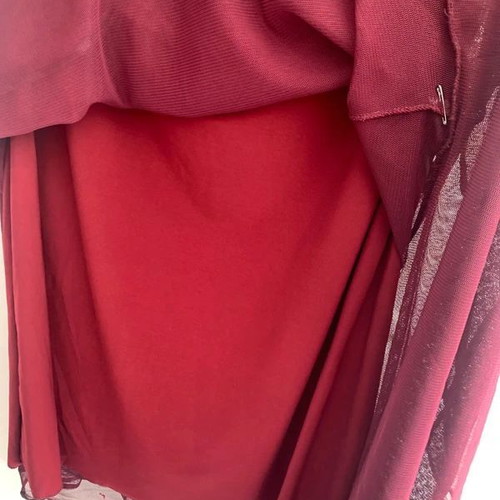 Skirt L, brown and red, heavy elastic fabric with lining