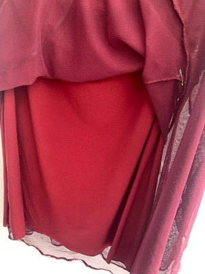 Skirt L, brown and red, heavy elastic fabric with lining