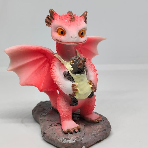 Handmade dragon figurine with baby, like new