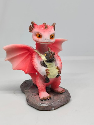 Handmade dragon figurine with baby, like new