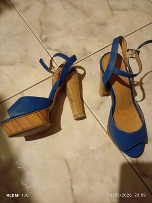 Migato blue sandals used, heel height about 12cm, size 36