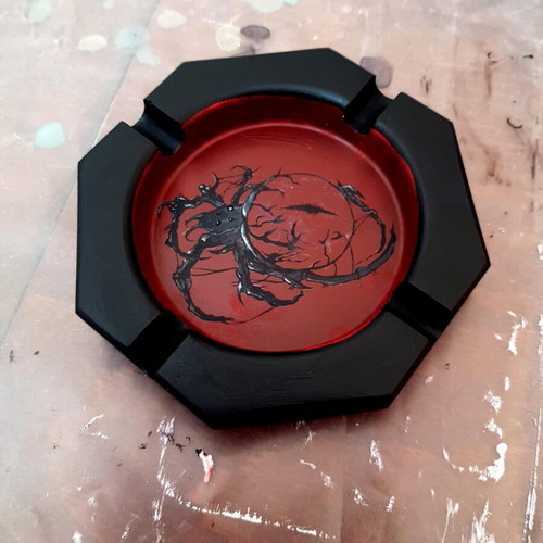 Handmade tribal spider ashtray made to order, hand-painted plaster
