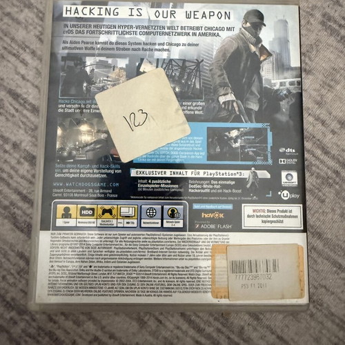 Watch Dogs PS3 game like new, complete