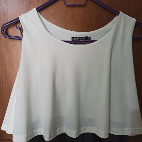 Body Plus black and white set: crop top and pleated skirt, size S