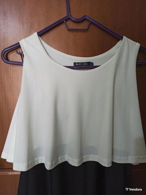 Body Plus black and white set: crop top and pleated skirt, size S