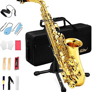 ΤΙΜΗ ΕΥΚΑΙΡΙΑ Saxophone alto golden brand new with all accessories