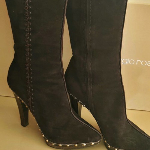 Sergio Rossi boots used brown leather-suede, size 41