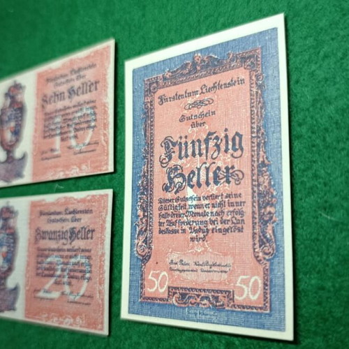 Liechtenstein banknote set UNC authentic, uncirculated