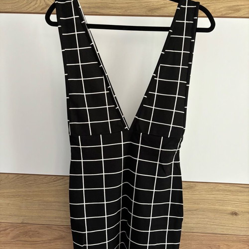 Dress black with white lines and gold buttons like new, Small