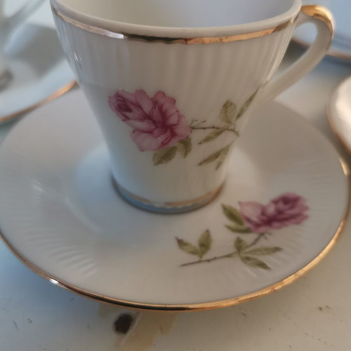 Vintage Bohemia porcelain coffee set with sugar bowl and coffee pot