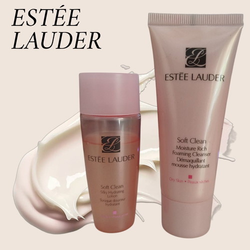Estée Lauder Soft Clean Moisture Rich Foaming Cleanser and Silky Hydrating Lotion travel size, new