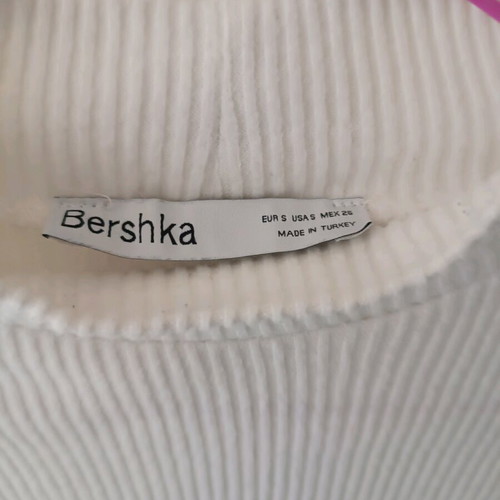 Cropped long-sleeve Bershka top like new, white size S