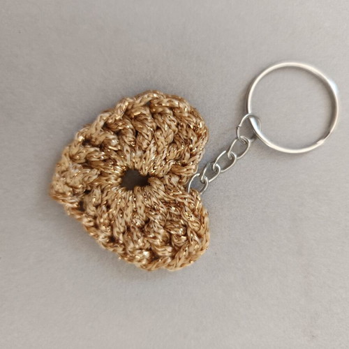 Handmade gold knitted keychain new