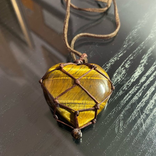 Tigers eye heart pendant made of semi-precious stone like new
