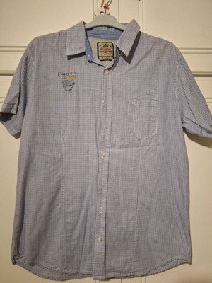 Checked blue short-sleeve shirt used, cotton, size XL