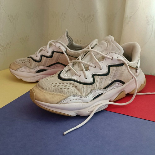 Adidas Ozweego Running Sneakers used, Cloud White Grey One, Size 40.5