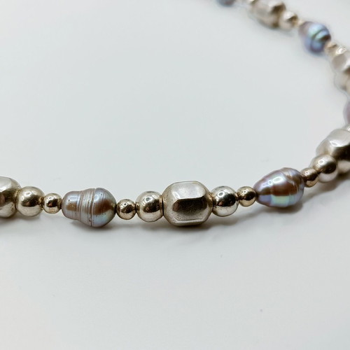 Moonlight Pearls silver 925 necklace with gray pearls new
