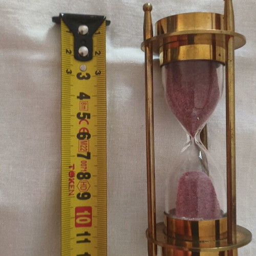 Vintage decorative hourglass 13cm with built-in nautical compass