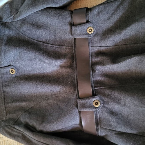 Mango gray short coat like new with brown belt