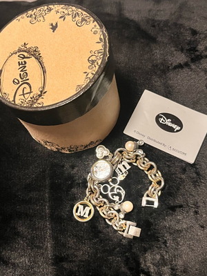 Mickey Mouse charm bracelet watch used, Disney silver tones