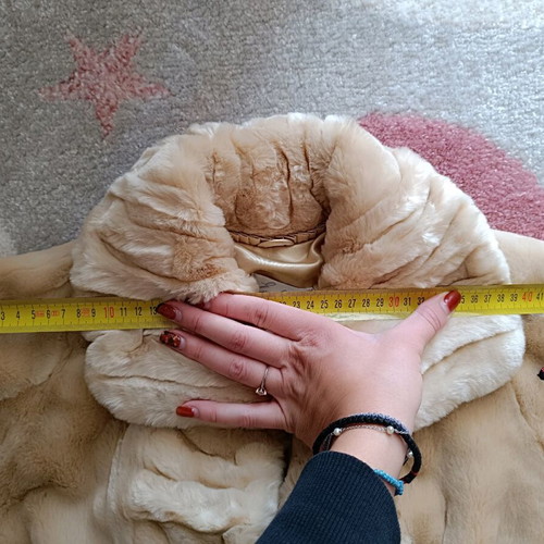Raxevsky beige synthetic fur coat size medium like new