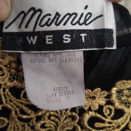 Velvet vintage Marnie West evening dress like new, black with gold embroidery