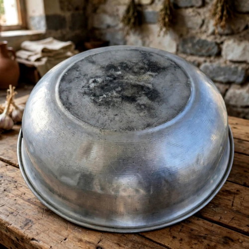Collectible aluminum military basin Piraeus No 38 used, vintage