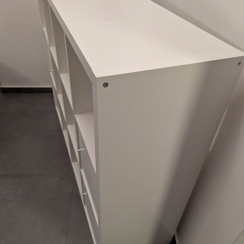IKEA Kallax white shelving unit with 4 inserts