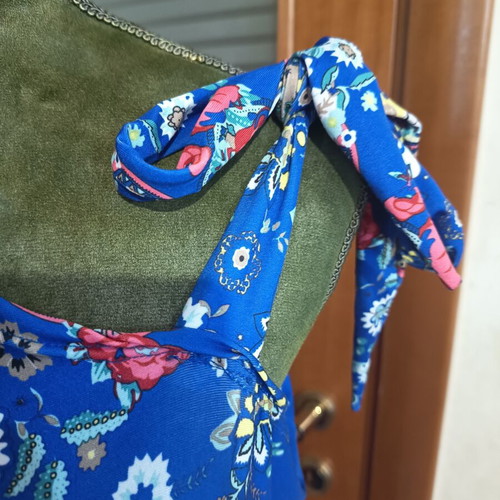 Summer dress long, new, Greek made, blue multicolor