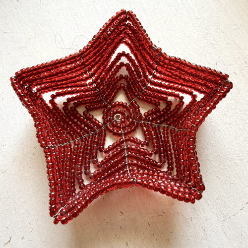 Set of 6 Retro Handmade Star-shaped Wire and Bead Tealight Holders