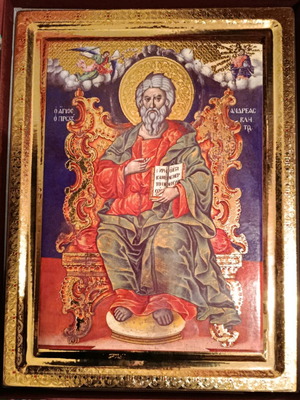 Saint Andrew Icon with Gold Background new, silk screen on MDF wood