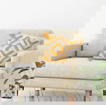  Σετ 2 τμχ.-Μαξιλάρι διακοσμητικα Εκρού Μουσταρδί Ανάγλυφα Γεωμετρικά Σχέδια 43x43cm