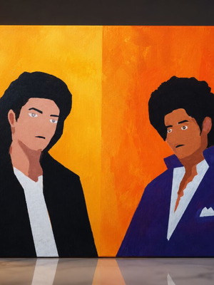 Legends in Color acrylic painting 35×50 cm Michael Jackson & Prince