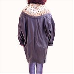  Γυναίκειο μαύρο δερμάτινο παλτό (L)