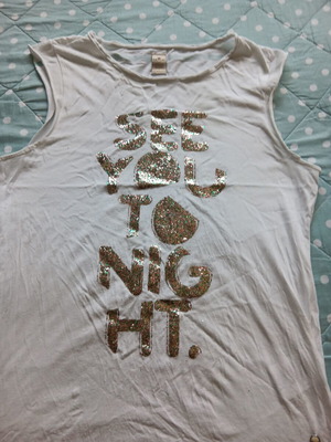 Replay white sleeveless blouse with gold glitter, size S like new