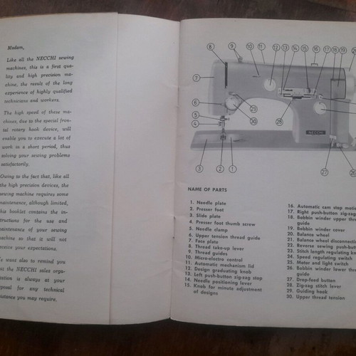 Necchi 535-533 sewing machine manual used