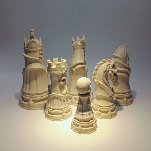 Chess skeleton pieces white and black new