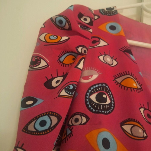 Minueto fuchsia wrap midi dress with eyes like new