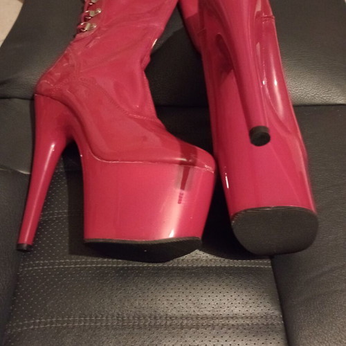 Pleaser Flamingo 3063 boots size 37 used red 17 cm heel