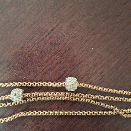 Chain bracelet new, gold color with rhinestones, 20 cm length
