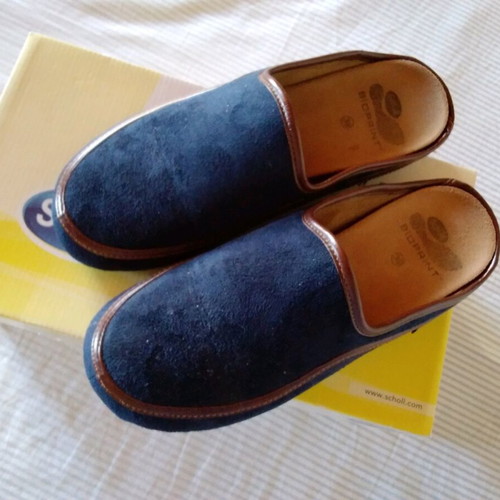 Scholl slippers new anatomical leather blue