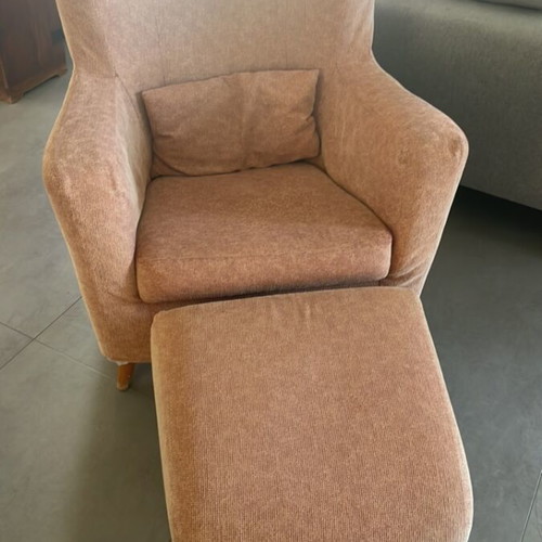 Armchair with footstool like new, removable washable cover