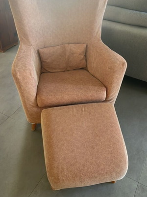 Armchair with footstool like new, removable washable cover