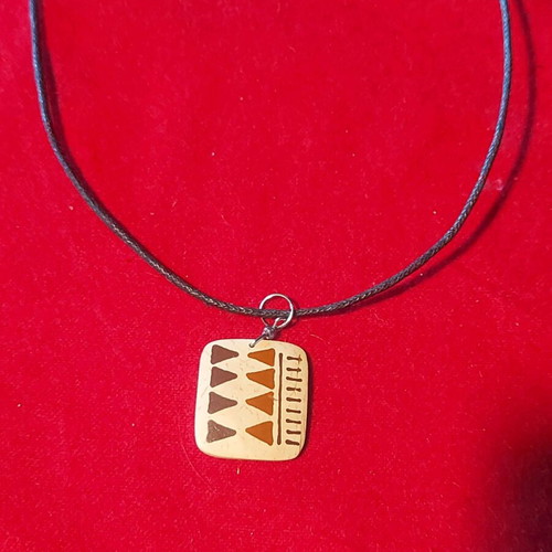 Wooden necklace pendant with cord new