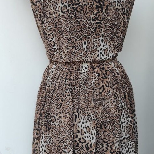 Summer sleeveless dress like new, leopard brown, size M