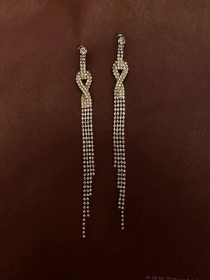 Long stud earrings like new, silver with crystals