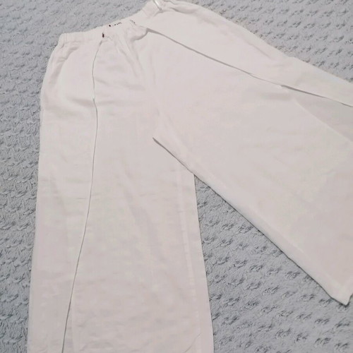White zip culottes used, size M, with front slit and elastic waist