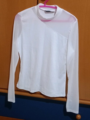 Shein White Women's Blouse with Sheer Sleeves like New