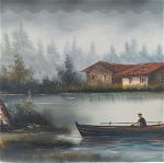 ΠΡΟΣΦΟΡΑ 2 Πίνακες ζωγραφικής Έργα τέχνης Τοπίο σε λίμνη και αγροτικό σπίτι με υπογραφή